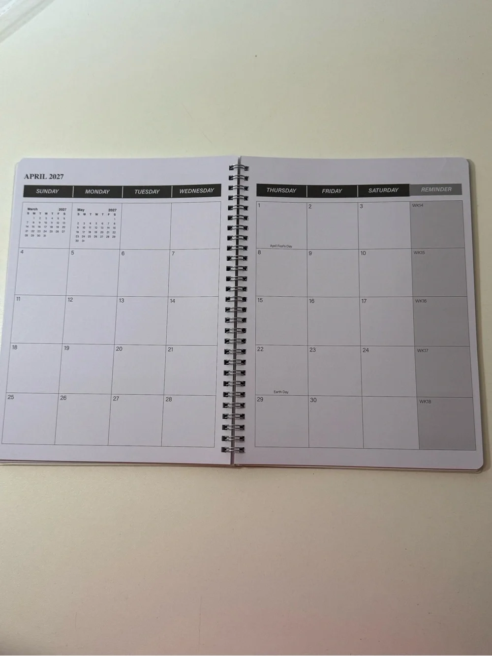 2026w-2027 Monthly Planner - Black Spiral Notebook